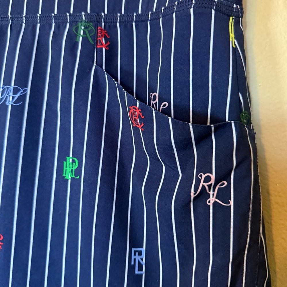 Ralph Lauren RLX Golf Skirt Navy Blue White Stripes Logo Print Large - Picture 4 of 8